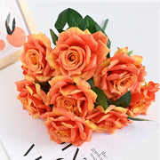 20 Colors Tea Rose Bush Bouquet Artificial Silk Flowers Bulk Wholesale 20 Pcs