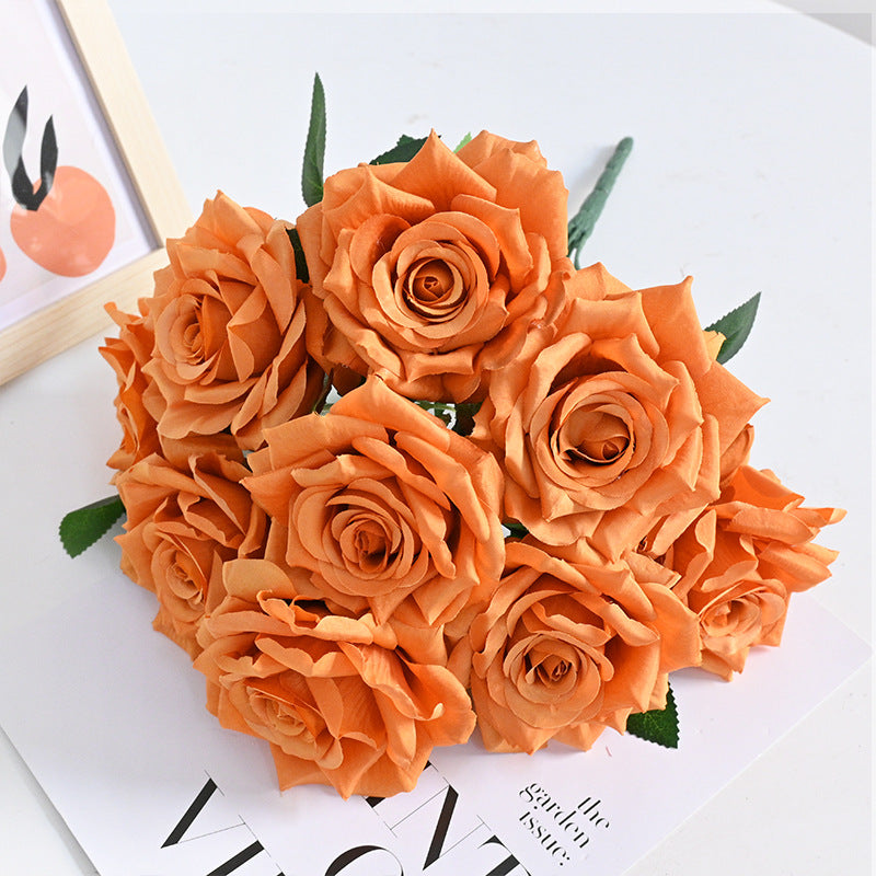 20 Colors Tea Rose Bush Bouquet Artificial Silk Flowers Bulk Wholesale 20 Pcs