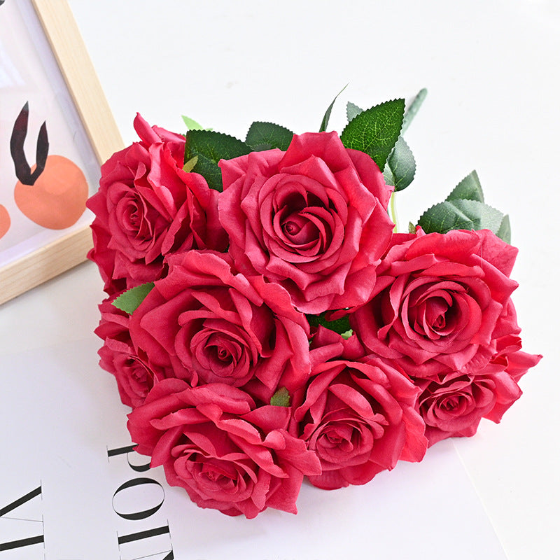 20 Colors Tea Rose Bush Bouquet Artificial Silk Flowers Bulk Wholesale 20 Pcs