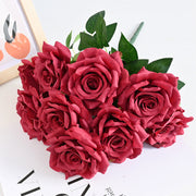 20 Colors Tea Rose Bush Bouquet Artificial Silk Flowers Bulk Wholesale 20 Pcs
