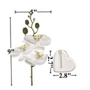 Phalaenopsis Orchid Table Centerpiece Bouquet 6 Stems Real Touch Artificial Flowers with Heart-Shaped Base