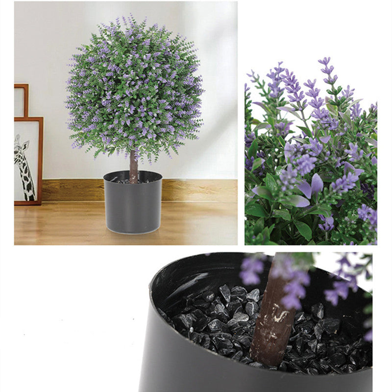 2 Pack Artificial Lavender and Rose Topiary Balls Potted Tree Plants, Silk, Bulk Set