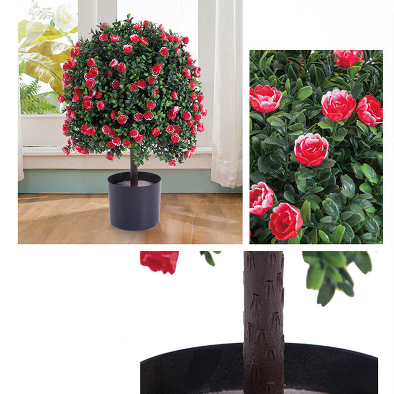 2 Pack Artificial Lavender and Rose Topiary Balls Potted Tree Plants, Silk, Bulk Set