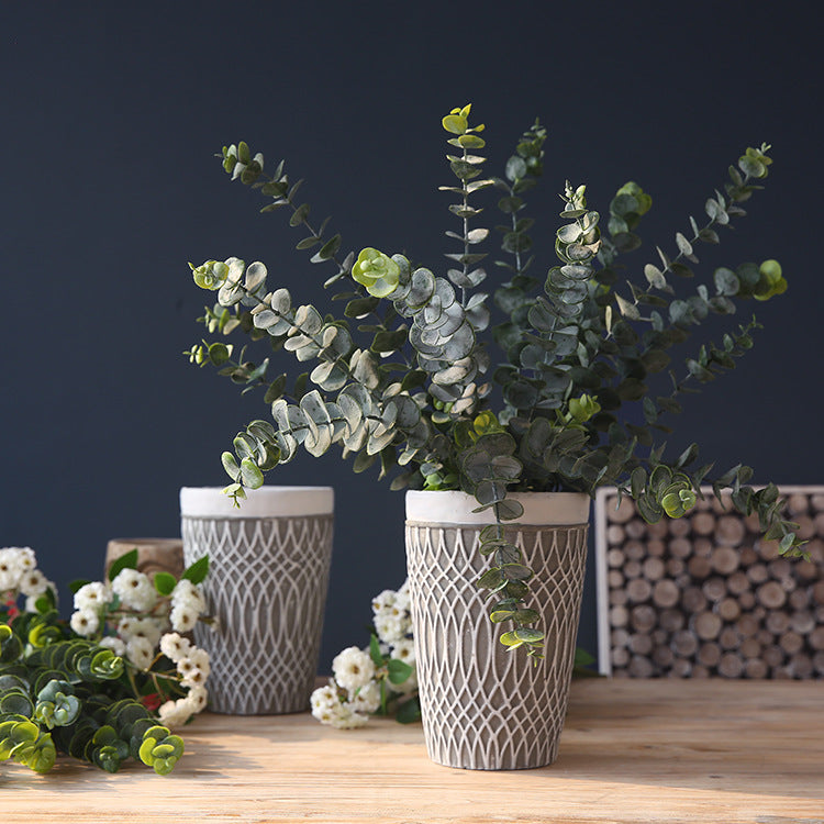 Faux Eucalyptus Stems Bulk, 12 Inch Artificial Greenery Bush, 10 Pcs Silk Leaves