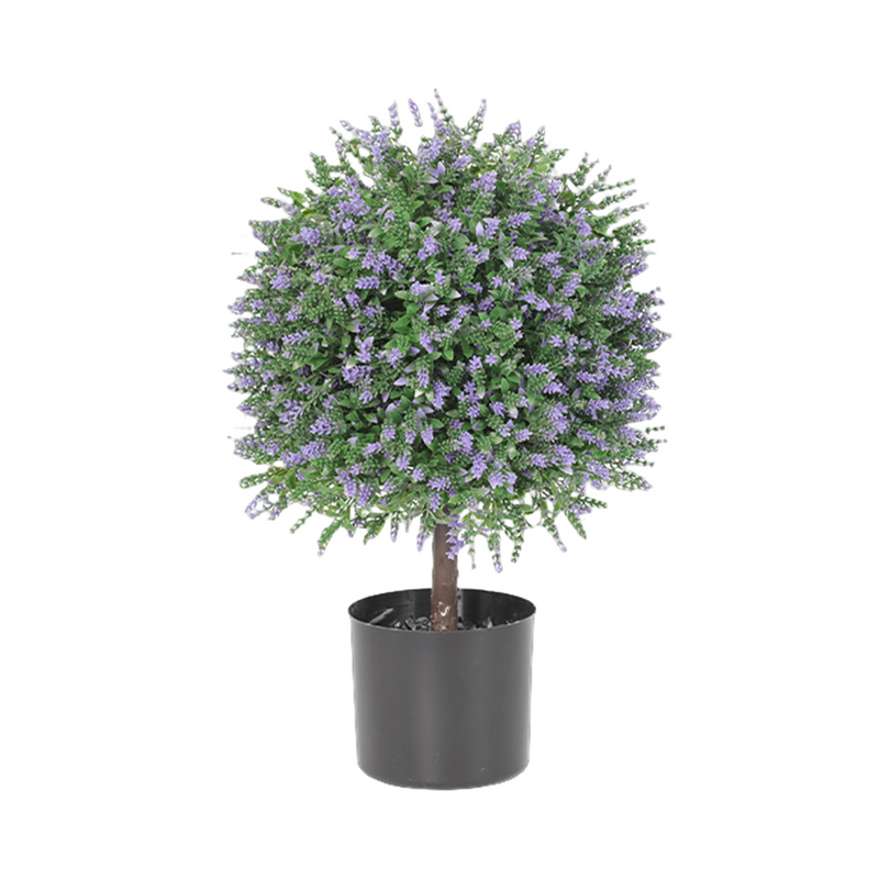 2 Pack Artificial Lavender and Rose Topiary Balls Potted Tree Plants, Silk, Bulk Set