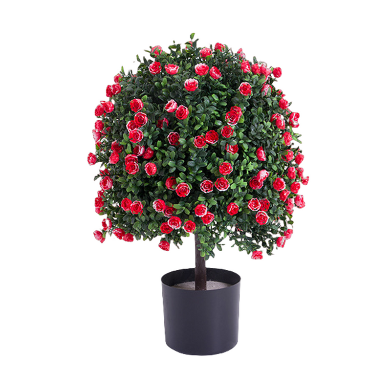 2 Pack Artificial Lavender and Rose Topiary Balls Potted Tree Plants, Silk, Bulk Set
