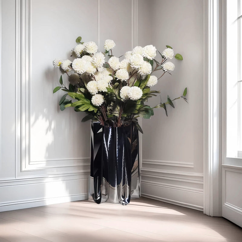 21 Inch Cream Faux Kiku Pom Pom Balls Artificial Flowers Bulk Floral Arrangement