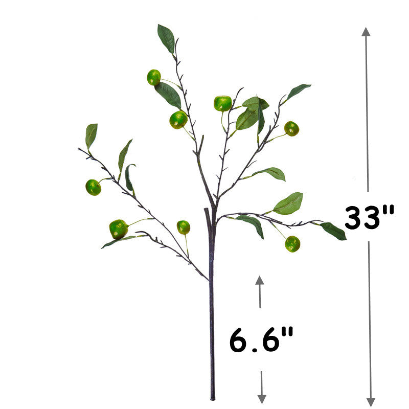 33 Inch Artificial Tangerine Fruit Stems, 9 Pieces Kumquat Branches Spray, Bulk Pack