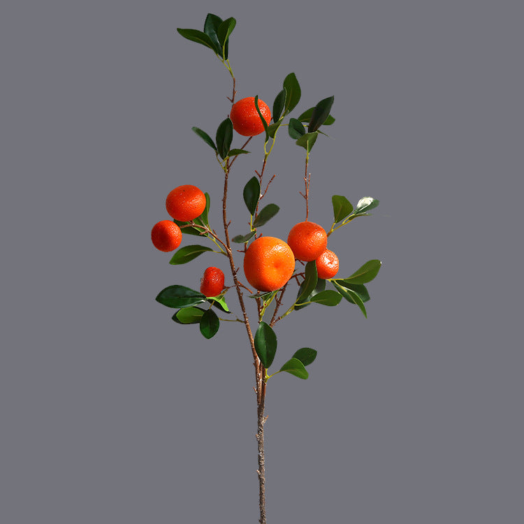 34 Inch Artificial Tangerine Fruit Stems Spray with 7 Kumquat Branches, Bulk Quantity