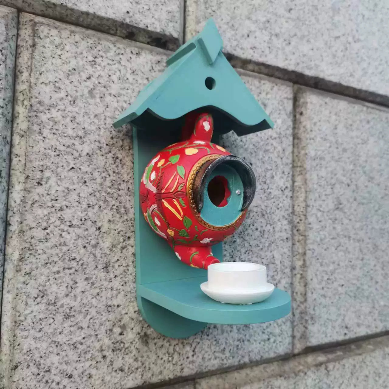 Teapot Bird House & Feeder - Yard Garden Decor