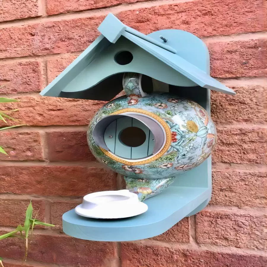 Teapot Bird House & Feeder - Yard Garden Decor