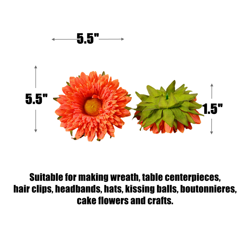 5.5 Inch Artificial Teddy Bear Sunflower Flower Heads Bulk for Crafts - 10 Pcs