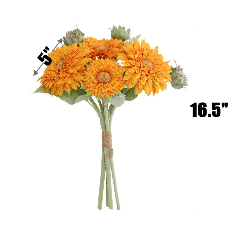 16.5 Inch Artificial Teddy Bear Sunflower Bouquet 1 Bundle Bulk Fall Decor