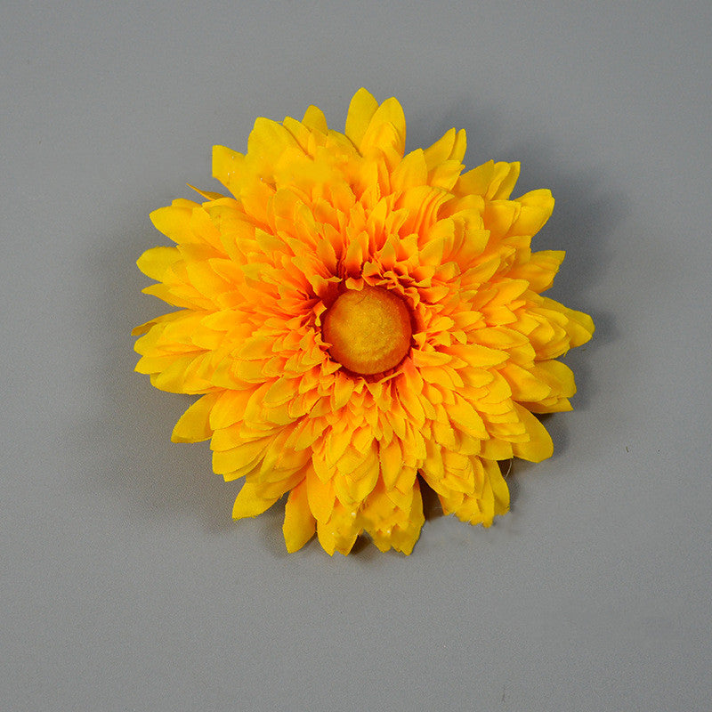 5.5 Inch Artificial Teddy Bear Sunflower Flower Heads Bulk for Crafts - 10 Pcs