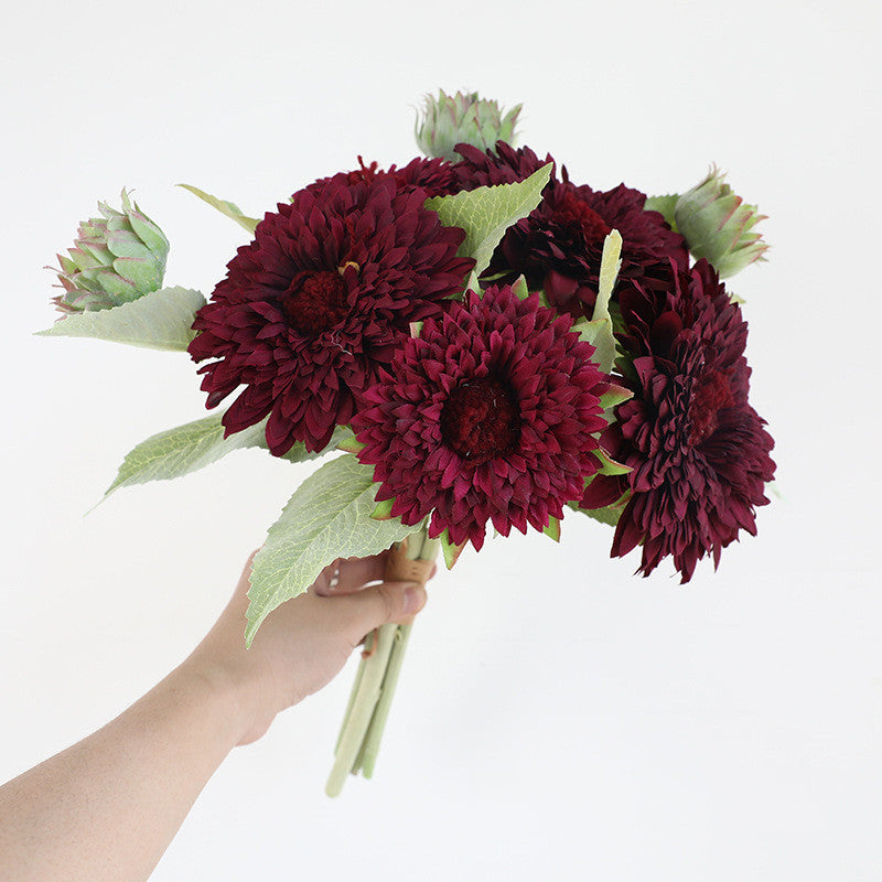 16.5 Inch Artificial Teddy Bear Sunflower Bouquet 1 Bundle Bulk Fall Decor