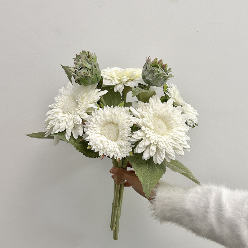 16.5 Inch Artificial Teddy Bear Sunflower Bouquet 1 Bundle Bulk Fall Decor