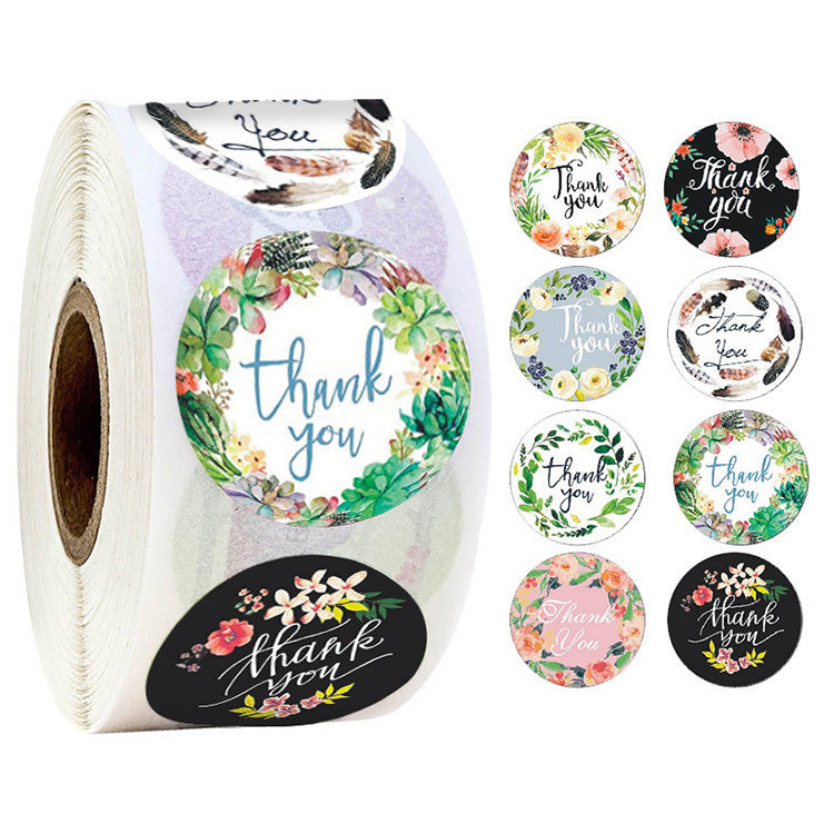 Thank You Stickers Roll Bulk Quantity Adhesive Labels for Packaging