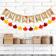 Thankful Thanksgiving Banner Burlap Fabric Decorative Banner 6 Feet