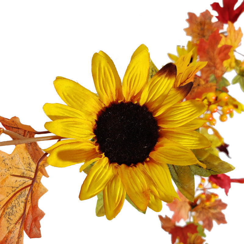 Thanksgiving Hanging Vine Garland with Artificial Maple Leaves and Sunflowers, Autumn Decor
