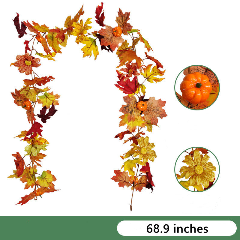 Thanksgiving Hanging Vine Garland with Artificial Maple Leaves and Sunflowers, Autumn Decor
