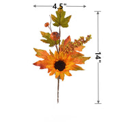 Artificial Fall Floral Picks 12 Inch Sunflower Maple Leaf Berry Stems Bulk Wholesale