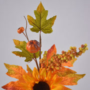 Artificial Fall Floral Picks 12 Inch Sunflower Maple Leaf Berry Stems Bulk Wholesale