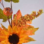 Artificial Fall Floral Picks 12 Inch Sunflower Maple Leaf Berry Stems Bulk Wholesale