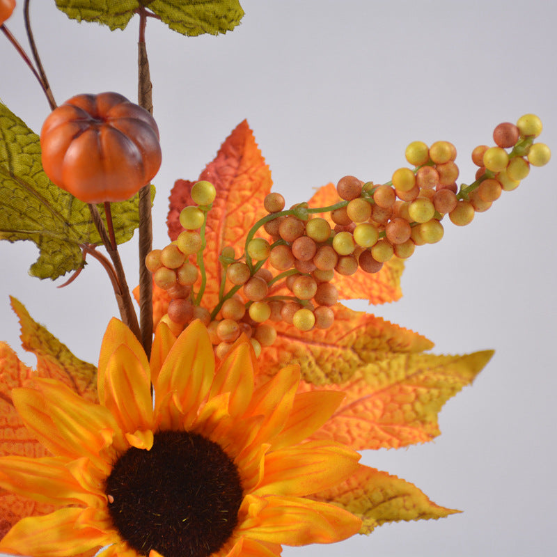 Artificial Fall Floral Picks 12 Inch Sunflower Maple Leaf Berry Stems Bulk Wholesale