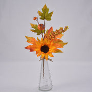 Artificial Fall Floral Picks 12 Inch Sunflower Maple Leaf Berry Stems Bulk Wholesale