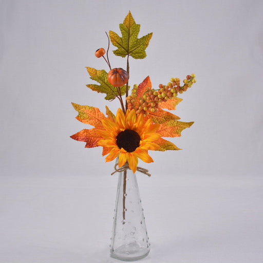 Artificial Fall Floral Picks 12 Inch Sunflower Maple Leaf Berry Stems Bulk Wholesale
