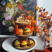 Artificial Maple Leaves Fall Wooden Tiered Tray Decor, Thanksgiving Harvest Theme, Rustic Autumn Home Accent