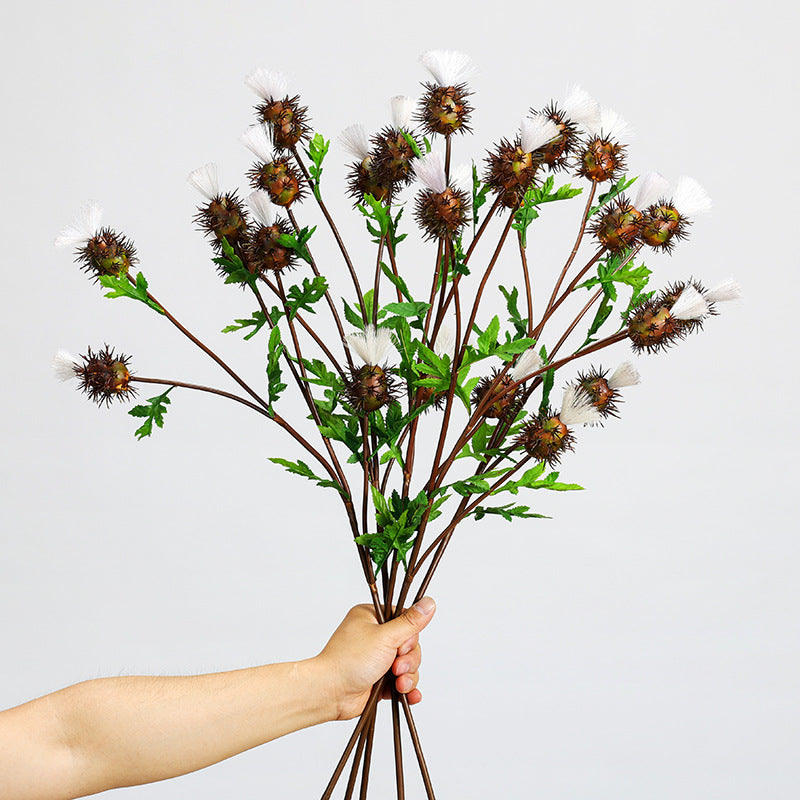 32 Inch Artificial Thorn Thistle Stems Spray with Fruit Branches, 10 Pcs Silk Bulk Arrangement