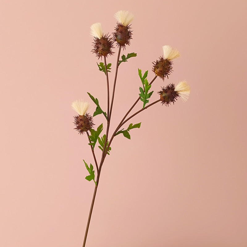 32 Inch Artificial Thorn Thistle Stems Spray with Fruit Branches, 10 Pcs Silk Bulk Arrangement