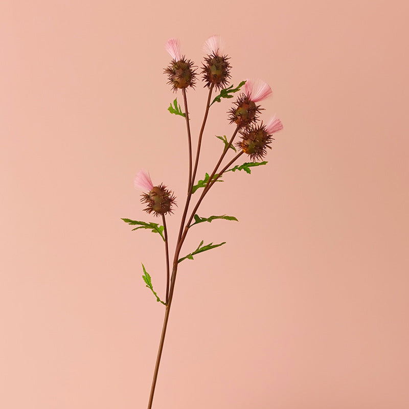 32 Inch Artificial Thorn Thistle Stems Spray with Fruit Branches, 10 Pcs Silk Bulk Arrangement