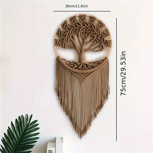 Tree of Life Macrame Wall Hanging – Handmade Boho Wall Decor for Living Room & Bedroom, 11.81"×29.53"