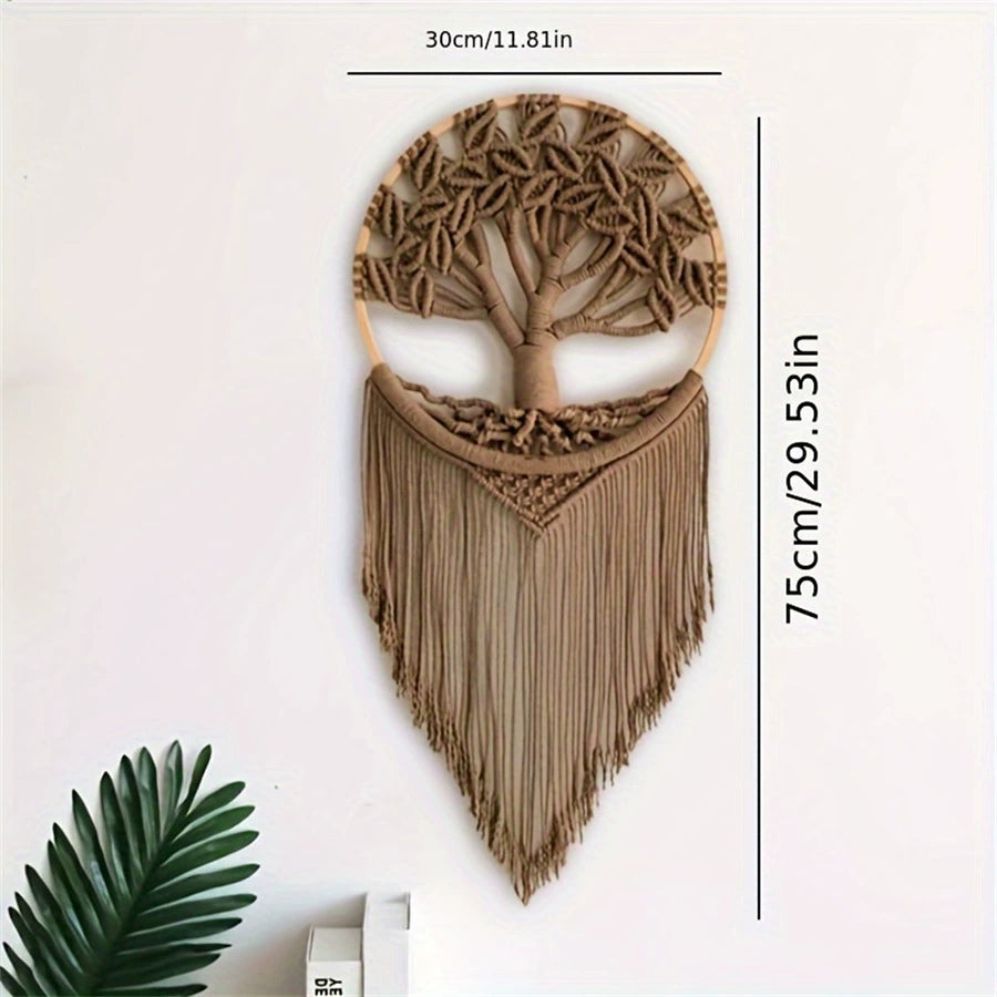 Tree of Life Macrame Wall Hanging – Handmade Boho Wall Decor for Living Room & Bedroom, 11.81"×29.53"