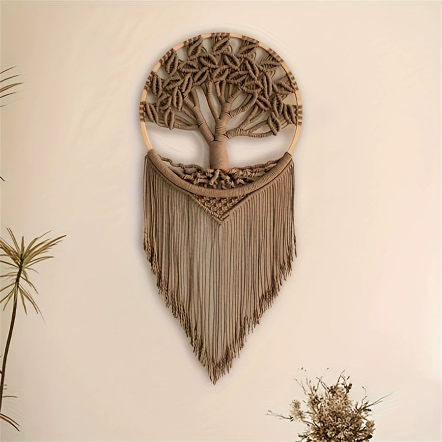 Tree of Life Macrame Wall Hanging – Handmade Boho Wall Decor for Living Room & Bedroom, 11.81"×29.53"