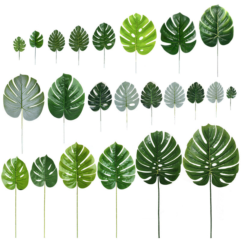 10 Pcs Artificial Tropical Palm Monstera Leaves Bulk Jungle Beach Theme Table Decorations