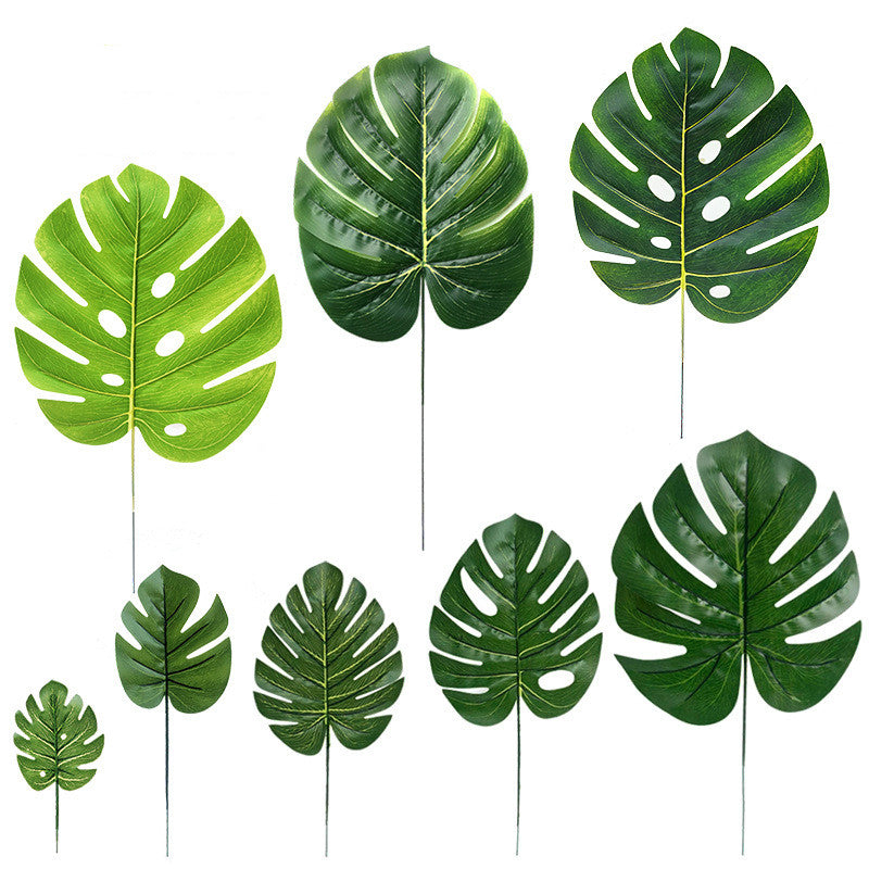 10 Pcs Artificial Tropical Palm Monstera Leaves Bulk Jungle Beach Theme Table Decorations