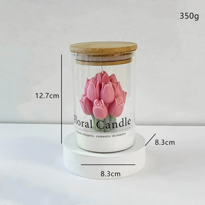 Tulip Flower Jar Candle - Scented Ambience Candle (Multiple Scents) | Valentine’s & Holiday Gift