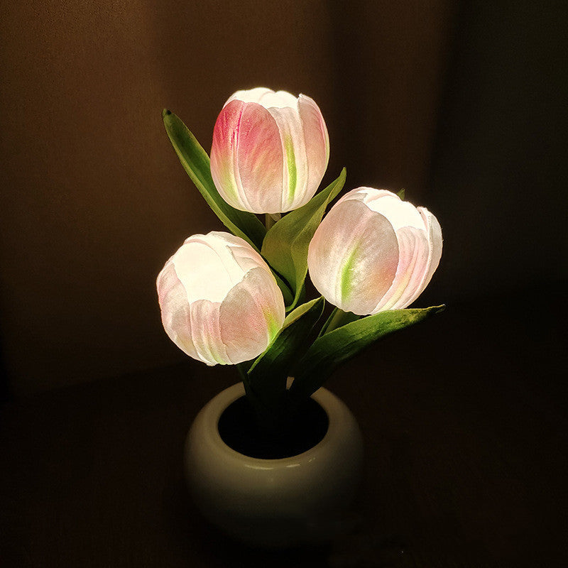 Artificial Flowers Bonsai Table Night Light Potted Plants Bulk Wholesale Set