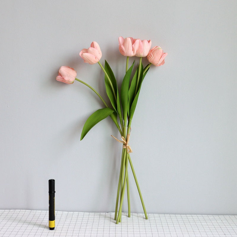 19.6 Inch Artificial Tulip Bouquet, Real Touch Silk Flowers, Bulk Wholesale Pack