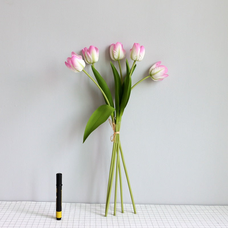 19.6 Inch Artificial Tulip Bouquet, Real Touch Silk Flowers, Bulk Wholesale Pack
