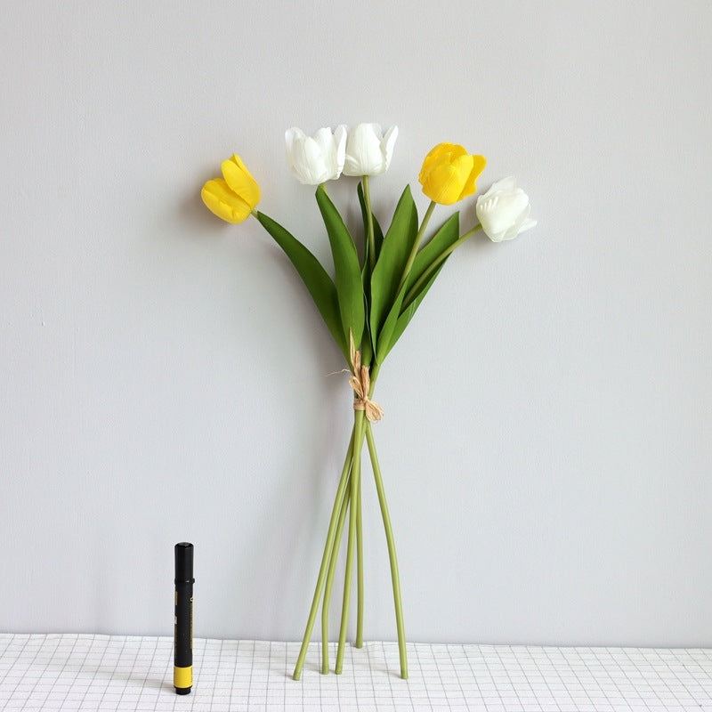 19.6 Inch Artificial Tulip Bouquet, Real Touch Silk Flowers, Bulk Wholesale Pack