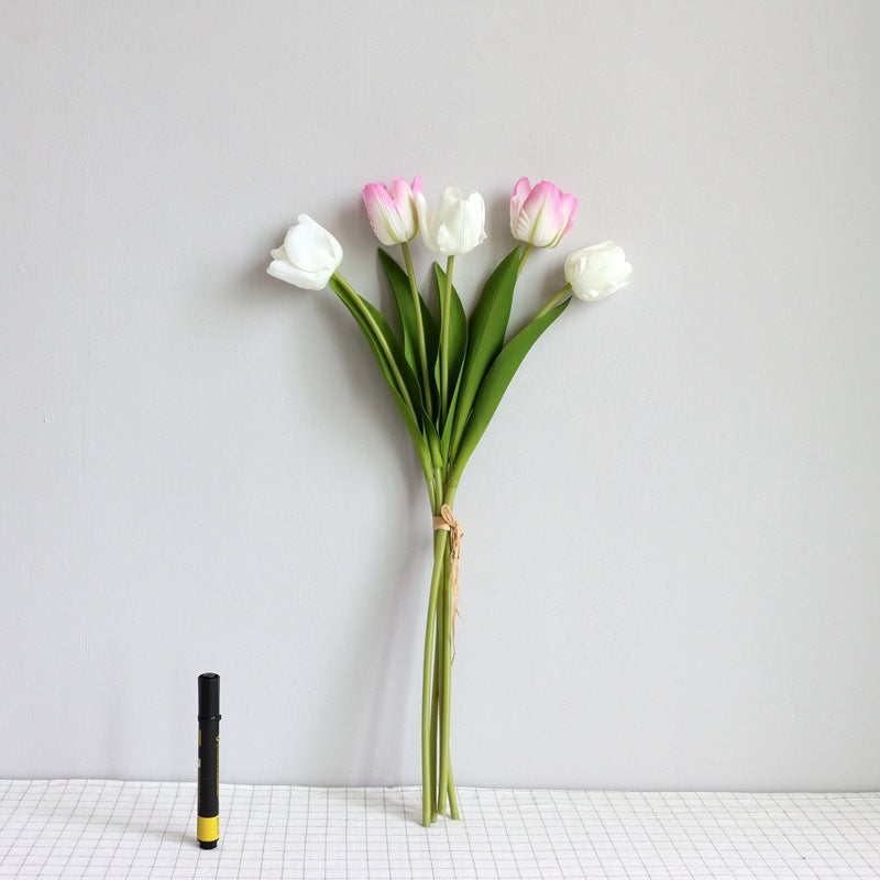 19.6 Inch Artificial Tulip Bouquet, Real Touch Silk Flowers, Bulk Wholesale Pack