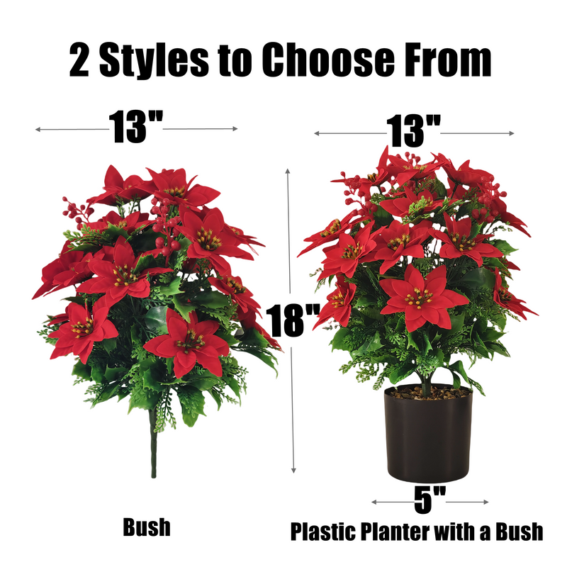 18 Inch Outdoor UV Treated Artificial Poinsettia Flowers Bulk for Patio Garden Holiday Decor