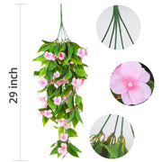 UV-Resistant Artificial Hanging Impatiens Flowers, 12 Inch, Outdoor Garden Patio Yard Decor, Bulk 10 Pcs