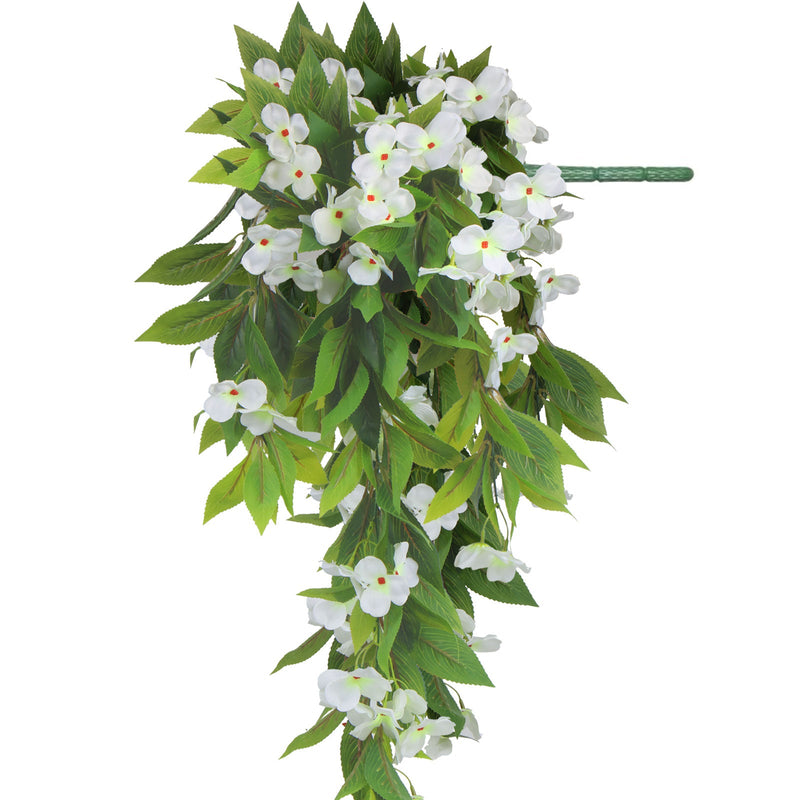 UV-Resistant Artificial Hanging Impatiens Flowers, 12 Inch, Outdoor Garden Patio Yard Decor, Bulk 10 Pcs