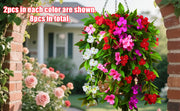 UV-Resistant Artificial Hanging Impatiens Flowers, 12 Inch, Outdoor Garden Patio Yard Decor, Bulk 10 Pcs