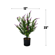 UV Resistant Artificial Heather Bush with Plastic Pot for Garden Outdoors, Bulk Quantity